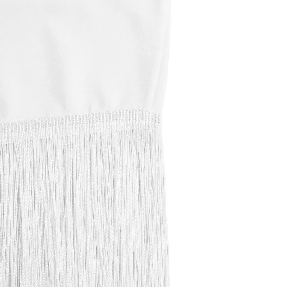 Solid color hip hugging fringe dress