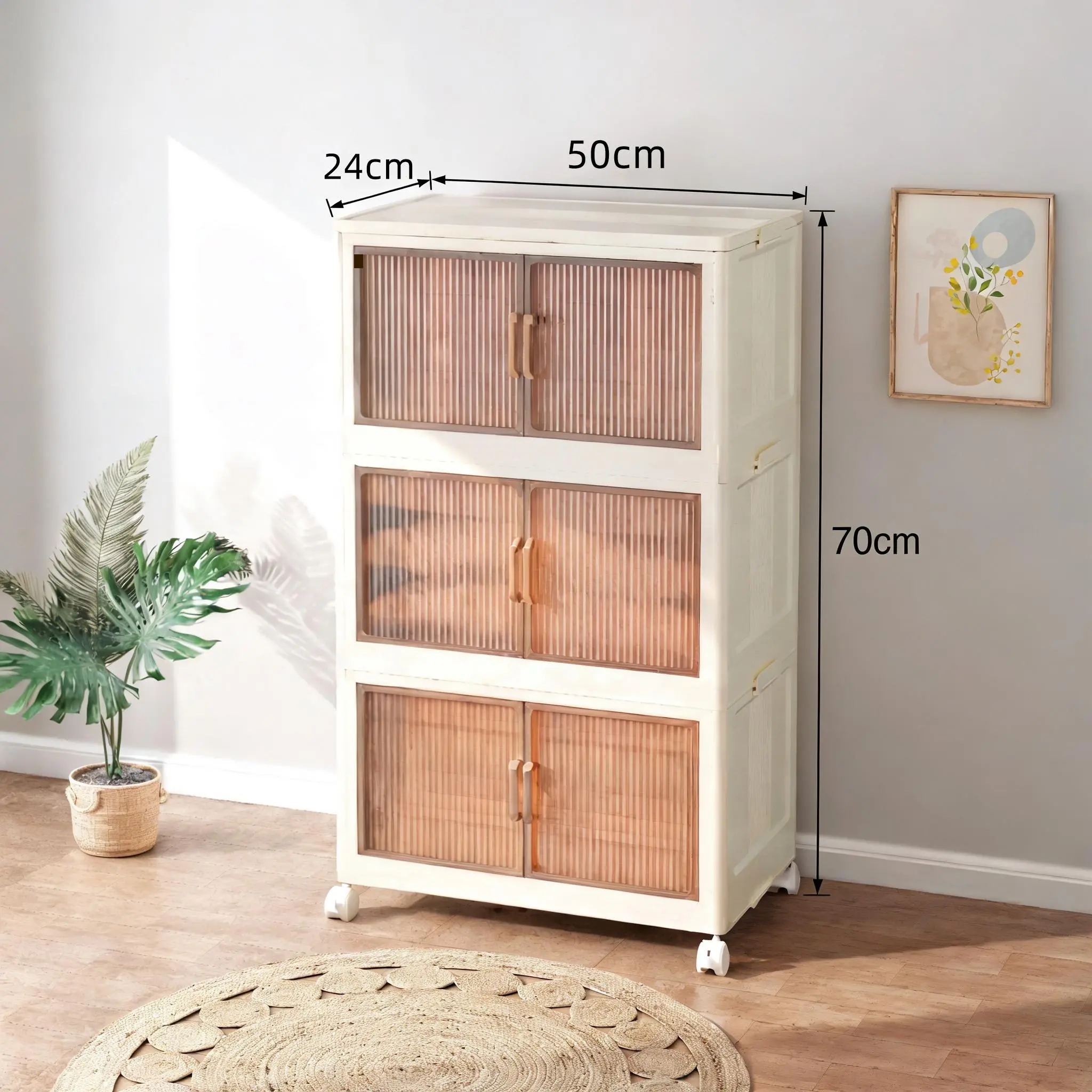 5 Tier Folding Storage Containers with Wheels, Stackable Collapsible Plastic Bins, Durable Organizer for Kitchen Pantry and Closet 5 Tier Folding Storage Containers with Wheels, Stackable Collapsible Plastic Bins, Durable Organizer for Kitchen Pantry and Closet