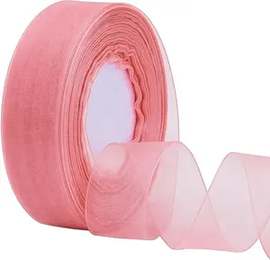 1 Inch Sheer Organza Chiffon Ribbon, 50 Yards/Roll (Lake Blue)