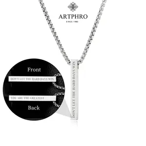 ARTPHRO Rectangular Pendant Necklace For Men – Titanium Steel, Dragon Bone Chain, Perfect Gift For Boyfriend