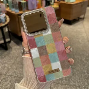 Soft Retro Plaid Pattern Large Hole Glacial Pattern Mobile Phone Case - High-grade color-changing invisible lining mobile phone case, suitable for iPhone 11, 12, 13, 14, 15, 16, 17 Pro Max Plus. Shockproof, sturdy, matte back cover, fully protecting the