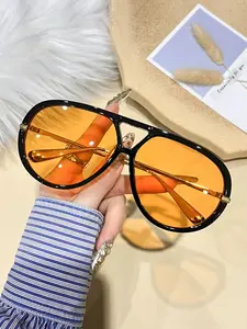 Unisex Y2K Fashion Oversized Frame Glasses, Retro Chic Streetwear Accessory, Durable Decorative Lenses for Daily Wear & Parties