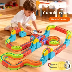 48/88 Piece 3D Magnetic Train Track Set, Kids Magic Tracks Electric Assembly Building Blocks, Magnetic Construction Set, Educational Toy for Boys Girls Ages 3-8