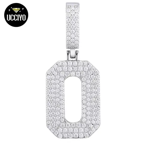 UCCIYO 925 Silver Unisex VVS1 Grade D Color Synthetic Moissanite 0-9 Lucky Number Pendant Necklace, Trendy, Luxury Style, Photo-Ready, Casual Adults Jewelry - Daily, Birthday Gifts #P654, Engagement Accessory