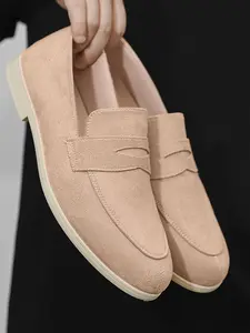 Men's Vintage Velvet Loafers, One-Click Slip-On Lazy Shoes, British Style Penny Loafers, Soft Sole Comfortable Commute Shoes