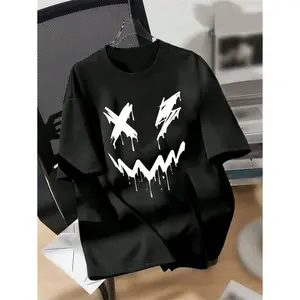 Boys' Casual Crew Neck Funny Graphic Tee - Stretchy Knit Fabric, Ideal for Spring/Summer Outdoor Sports Activities