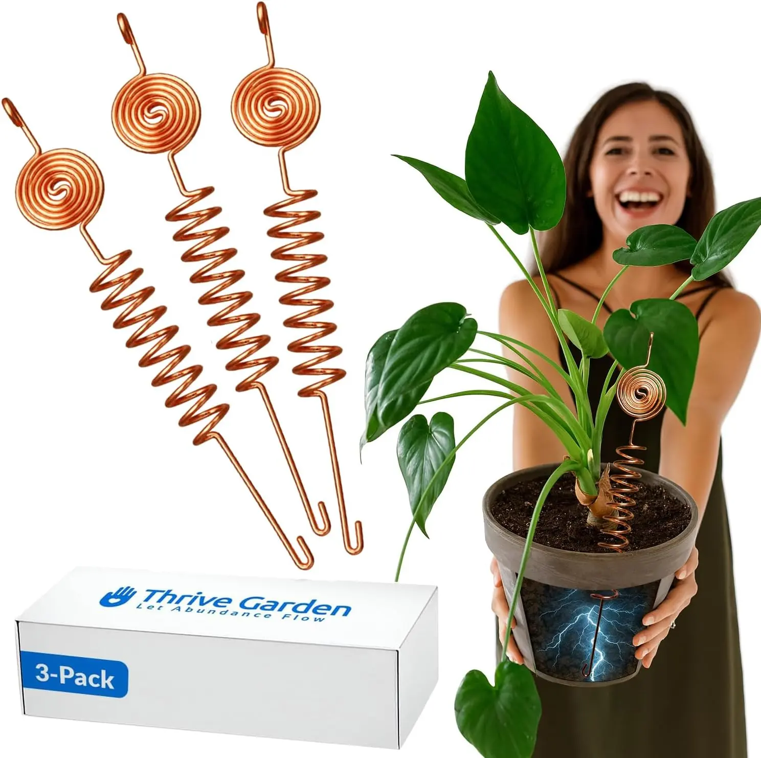 Tesla Coil Copper Electroculture Antenna Kit (3-Pack) - Garden Plant Growth Booster Stakes, Home Improvement Garden Supplies