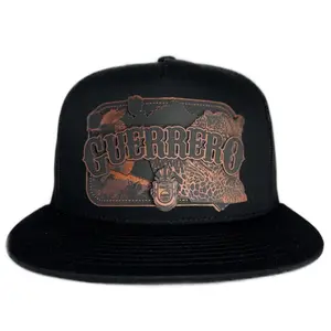 Estado De Guerrero Mx Leather Patch on Black trucker hat Cotton Cotton Silk