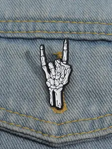 Creative Skull Hand Enamel Brooch, Punk Rock Gesture Pin Badge for Halloween, Punk Art, Fashion Men Accessories for Casual Wear