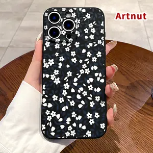 Straight Edge Phone Case for iPhone 17 16 Pro Max 15 Plus 14 13 12 11 Air XR E XS Leafy Whisper Pattern Full Body Protection Shockproof Soft Silicone Cover