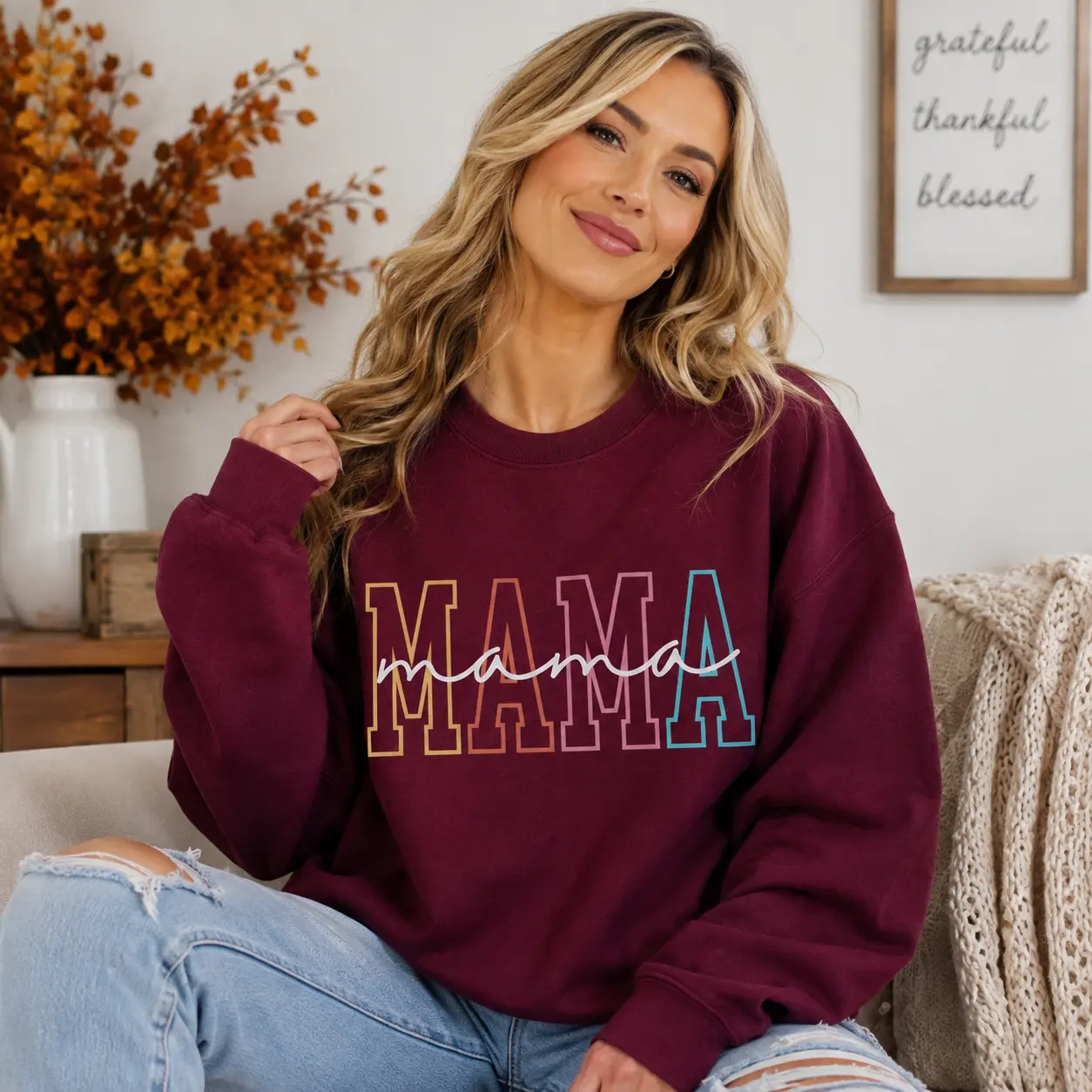 Retro Mama Crewneck Sweatshirt, Cute Mother’s Day Gift for New Mom, Cozy Spring Mama Sweater, Mother's Birthday gifts, Floral Mama Shirts IvyCustomShirt