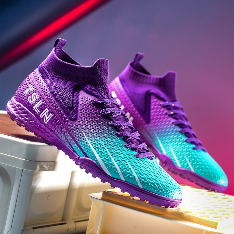 Men's High Top Turf Football Boots, Professional Outdoor Anti-skid Breathable Lace Up TF Soccer Cleats For Summer Rainy Day Training Outdoor Competition soccer shoes soccer boots shoes soccer