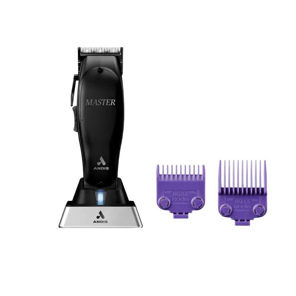 Andis Master Cordless Clipper Black Label 561895 with Master Double Magnetic Comb Set 01420