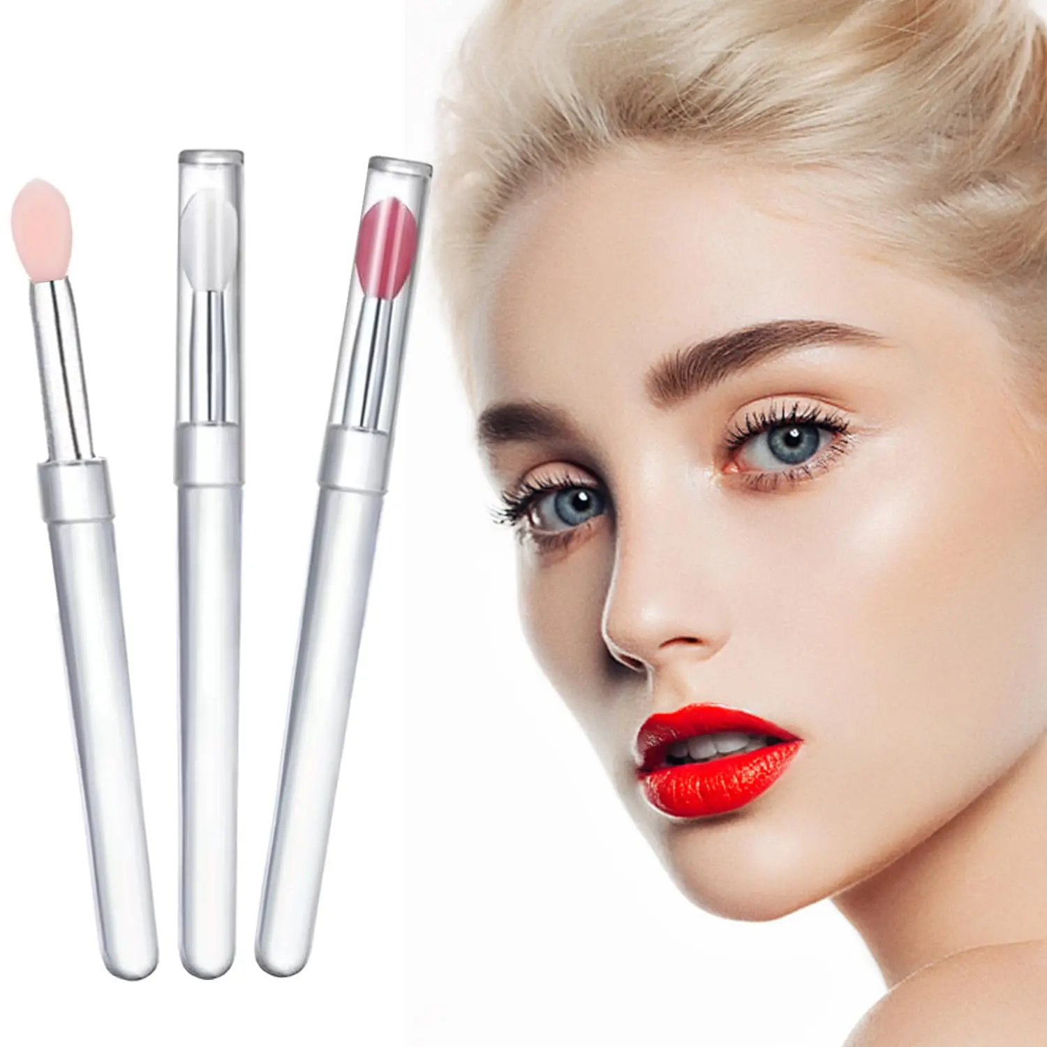Silicone Lip Brush Set – Reusable 3‑PCS Lip Mask & Balm Applicator for Lip Gloss, Lipstick & Scrub | Portable Lip Gloss Wand