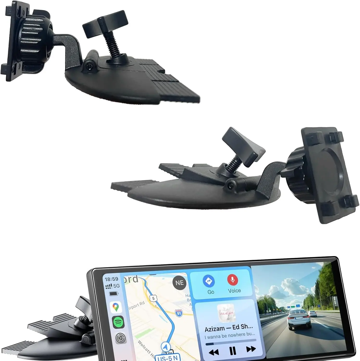 Universal CD Slot Dashboard Mount, for CarPlay Screen & Vehicle GPS Monitors, 360 Degree Rotation Device Holder, 4-Button Lock Design Practical Car Electronic Accessory