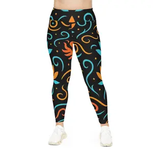Cosmic Energy Collection Plus Size Leggings | Vibrant AOP Activewear for Everyday Comfort .