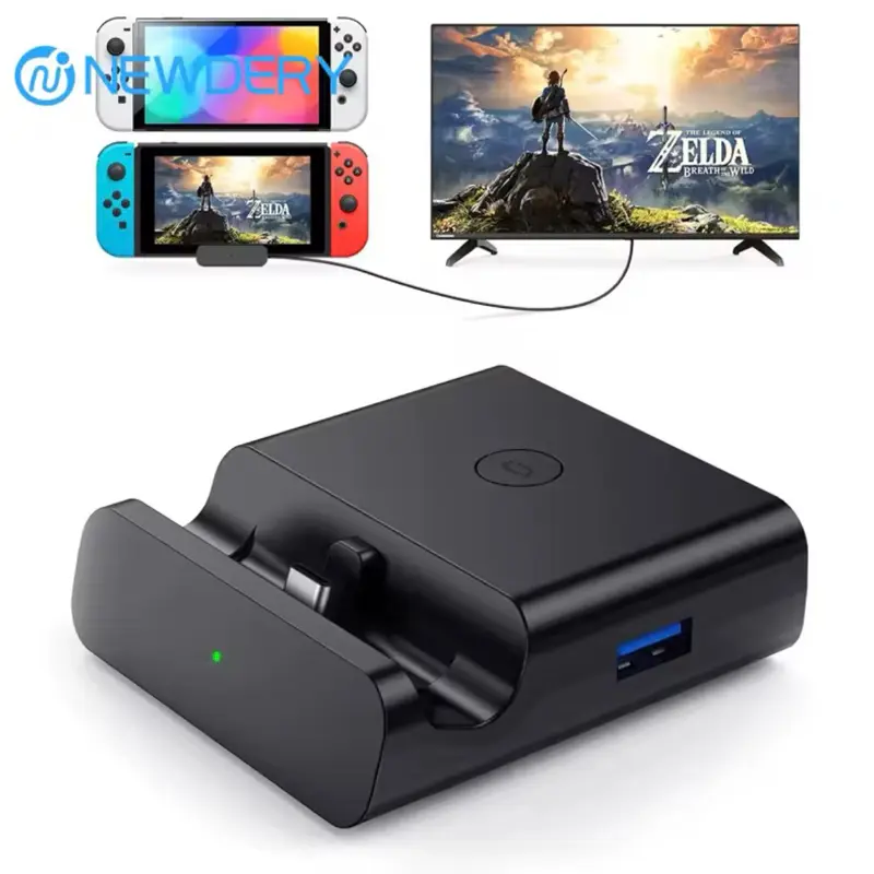 Portable Switch TV Dock and Accessories for Nintendo Switch & OLED with USB-C to HDMI Multiport Hub Adapter and PD Charger