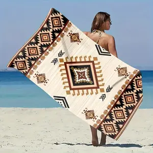 1 piece of bohemian pattern beach towel, a multi-purpose Microfiber Beach Towel suitable for the seaside, swimming pools, bathrooms, camping trips, yoga, fitness and other occasions