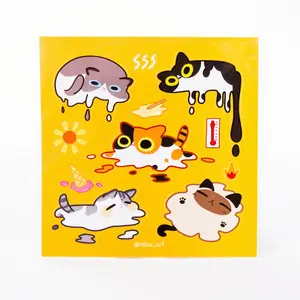 Vinyl Sticker Sheet | Melting Cat Collage | 5.5x5.5 inch | Waterproof & Fade-Resistant | Gift for Cat Lovers | Mikou Original Art