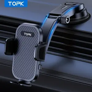 TOPK Car Phone Holder Mount , Upgraded Handsfree Stand, Phone Holder for Car Dashboard, Compatible with iPhone Samsung Android Cell Phones Smartphone Cellphone