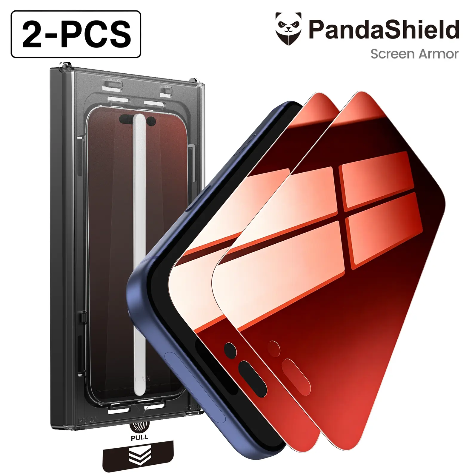 [2-PCS] PandaShield Red Privacy Screen Protector, Dust-Free Applicator for iPhone 17/16/15/14/13 pro plus max, Reusable easy Installation, Fully Protection, 25° anti-peeping privacy layer, Fingerprint-proof Electroplated Surface
