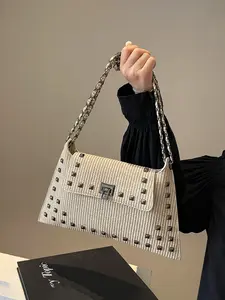 Women's Fashionable Minimalist Casual Vintage Stud Design Perfect for Daily Commuting, Shopping, or Gifting Chain Strap for Convenience and Durability Versatile Essential Shoulder Bag for Women Handbag Shoulder Purse Crossbody Chain Bag