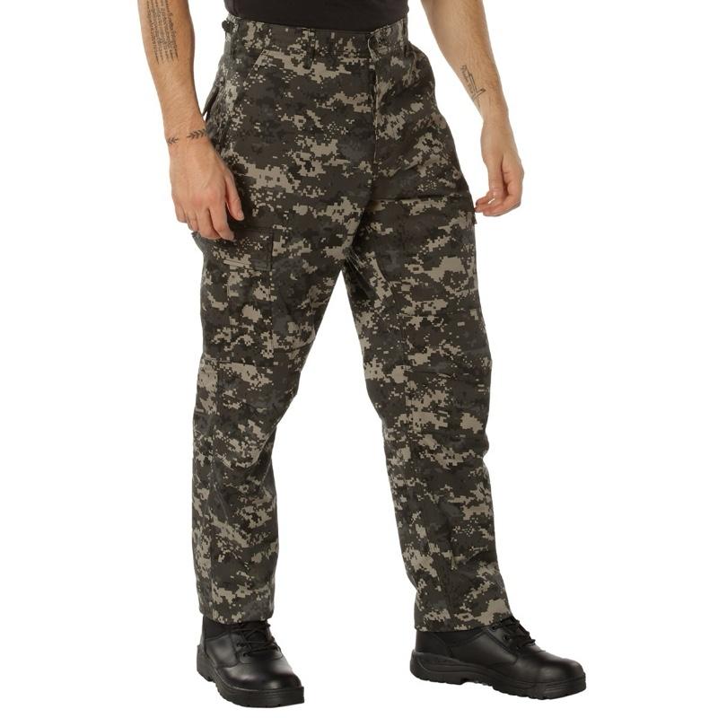 ROTHCO Digital Camo Tactical BDU Pants - Men's & Women's, Adjustable Waist, Zipper Fly, Reinforced Seat & Knees, Drawstring Bottoms, 6 Utility Pockets, Machine Washable - Camouflage