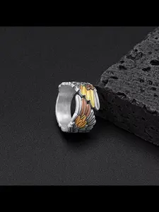 New Feather Ring Adjustable Open Finger Ring Vintage Ethnic Pattern Copper Material All Seasons Jewelry Accessory