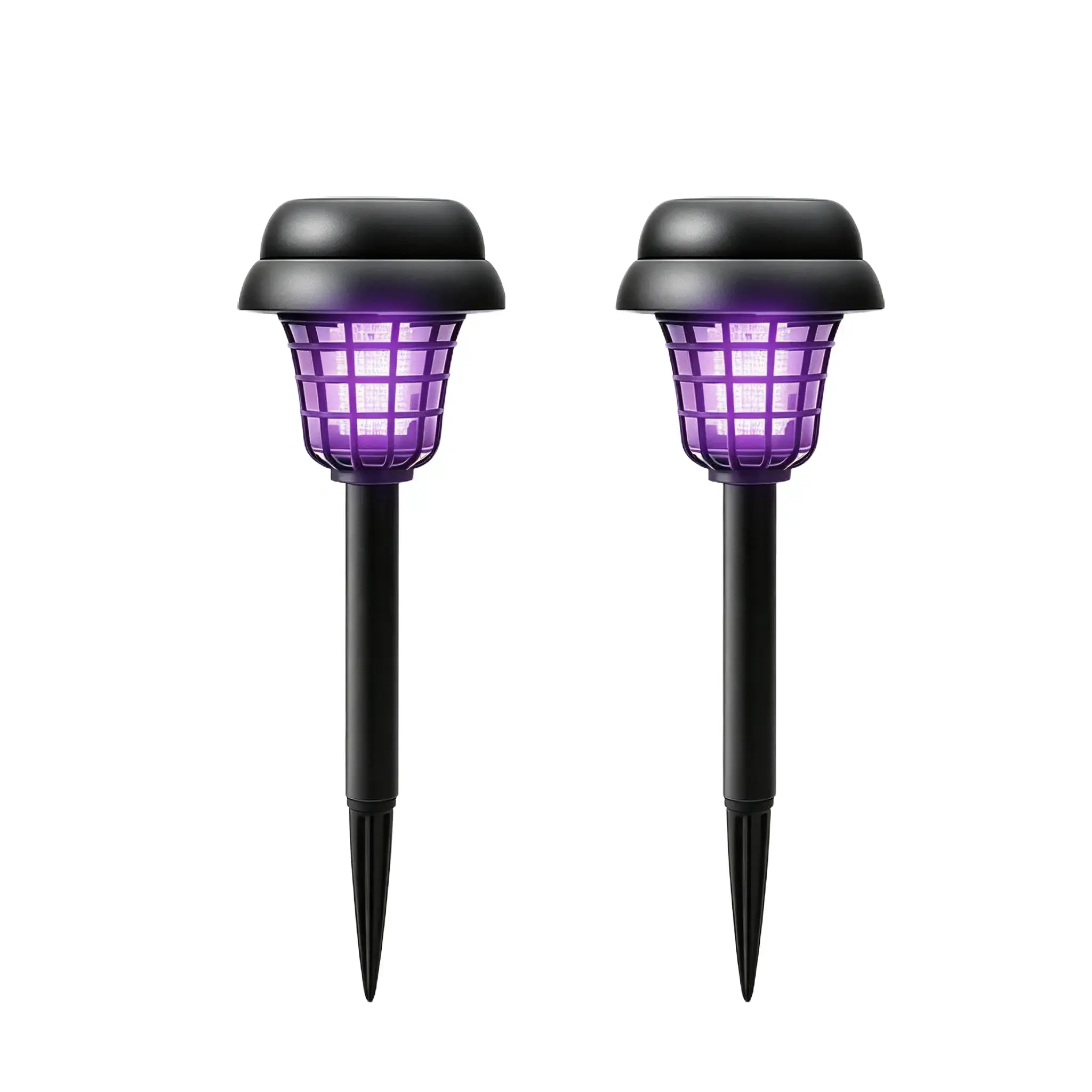 Outdoor Solar Bug Zapper Light, 2-in-1 UV Insect Killer and Pathway Lamp, Weather-Resistant Garden Stake Available in Round and Square Styles