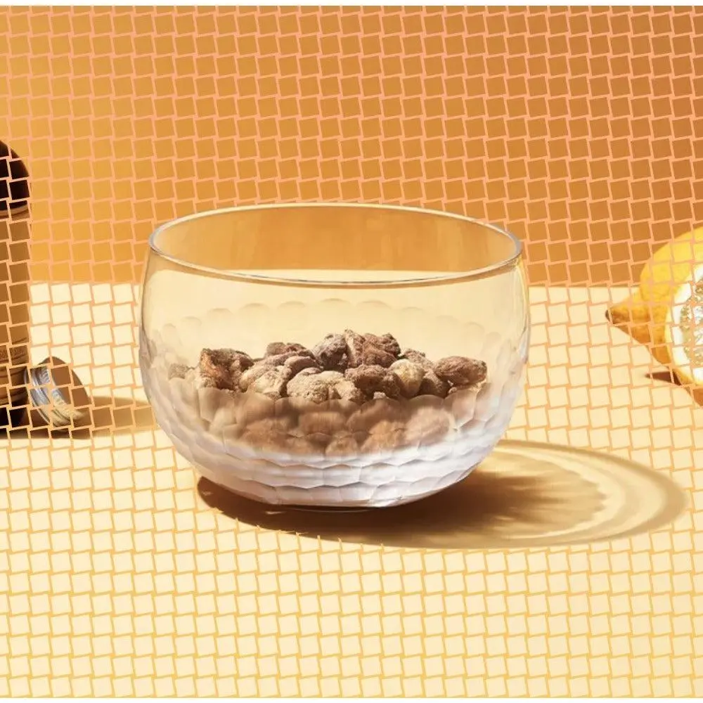 Hive Nut Bowl - 18-ounce Handblown & Hand-etched Honeycomb Dish