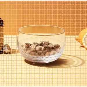 Hive Nut Bowl - 18-ounce Handblown & Hand-etched Honeycomb Dish