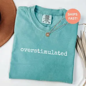 Comfort Colors Overstimulated Shirt, Funny Introvert Tee, Sarcastic Mental Health Shirt, Vintage Graphic Tee, Overstimulated Graphic, Gift for Her, Motivational Humor Tee, Trendy Women's Shirt