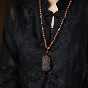 New Chinese-style blended incense bead necklace with phoenix pendant, unisex Chinese cultural style ornament