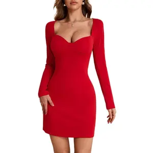 ZQ-An Lady's Chic Minimalist Long Sleeve Casual Dress - Slim-Fitting Thin Knit Fabric, Suitable for 2-3 Seasons, Ideal for Casual Wear