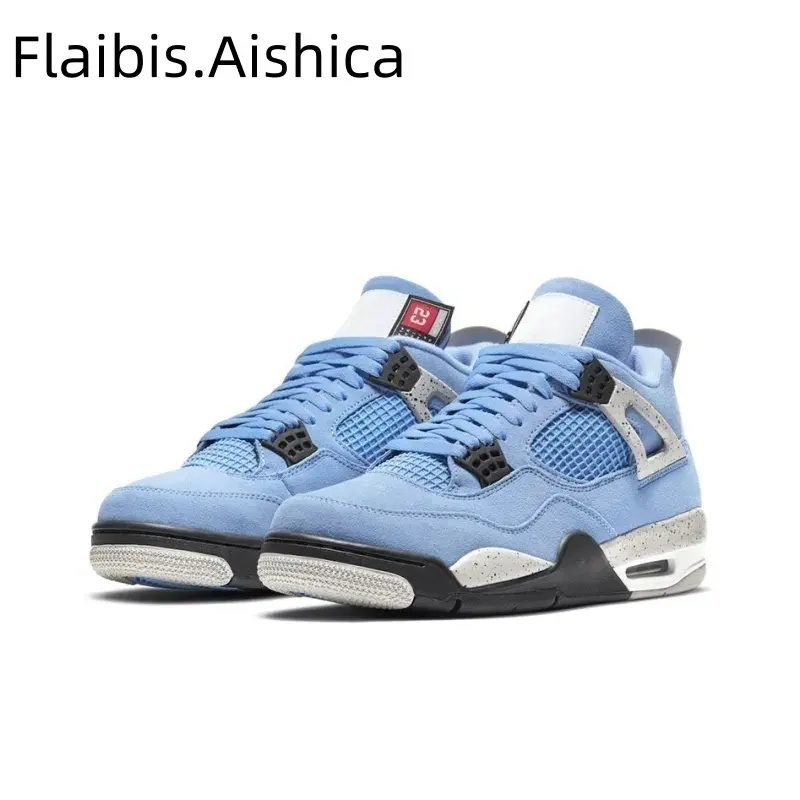 Retro fashion casual anti slip shock-absorbing high top basketball shoes in blue