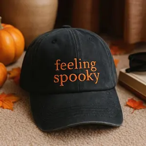 Embroidered Feeling Spooky Hat – Vintage Halloween Baseball Cap, Spooky Season Aesthetic Hat, Cute Fall Gift, Halloween Costume Accessory