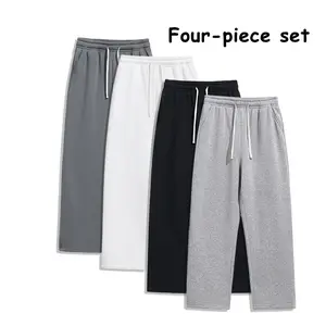 Men’s Summer Straight-Leg Sweatpants, Trendy Versatile Joggers for Teens, 4-Pack Casual Long Pants