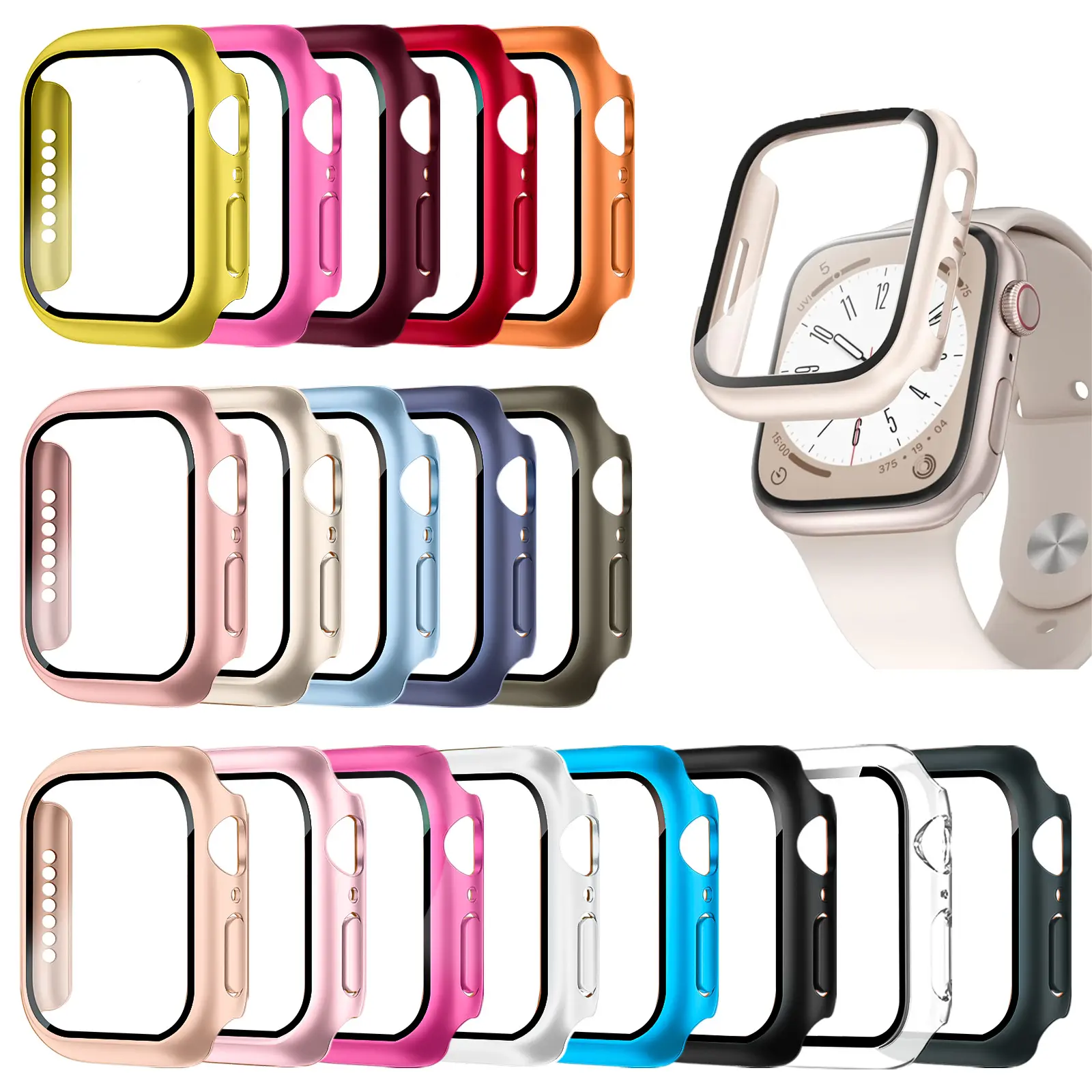 18-Pack Case Compatible with Apple  40mm Series SE 3(2025)/SE 2/SE/6/5/4 with Tempered Glass Screen Protector, QCKANLJ Ultra-Thin Hard PC Full Protective Face Cover Bumper for iWatch Excluding fall smart wearable watch accessory band sport