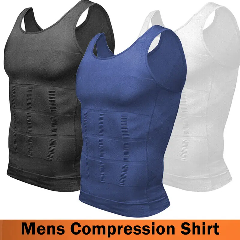 3/2/1 PACK Mens Body Shaper Tummy Vest Compression Shirts Menswear Male Compression Shirt Tank Top,Men's Workout Shapewear-Tighten Abdomen Undershirt Athletic Compression Under Base Layer Sport Tank Top