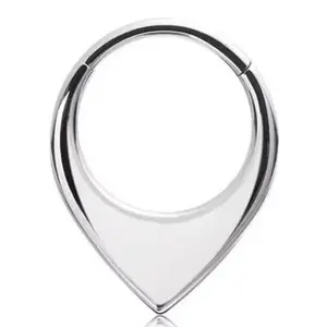 G23 Titanium Alloy Anodized Waterdrop Hinge Clicker Nose Ring Earring