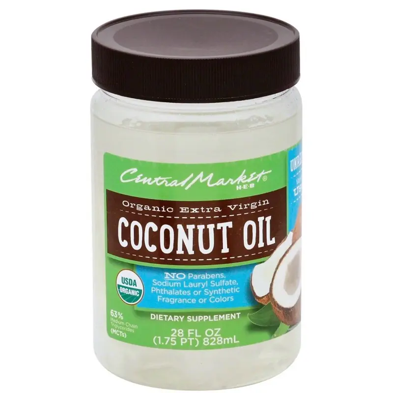 Central Market Organic Extra Virgin Coconut Oil for Oil Pulling and Whiter Teeth 28 oz No Parabens Fragrance or Colors USDA Organic