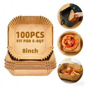 Disposable Air Fryer Liner, 100pcs Square Air Fryer Parchment Paper Liner, Non-stick Baking Paper for 5-8QT Air Fryer