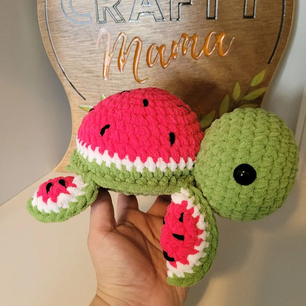 Watermelon Style Crochet Sea Turtle, Handmade