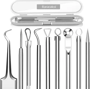Limited Christmas Sale: 5-Piece Blackhead Remover Comedone Extractor Kit, Includes Curved Blackhead Tweezers,Stainless Steel Pimple Acne Blemish