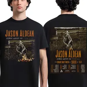 Jason Aldean Songs About Us Tour 2026 North America T-Shirt, Country Music Concert Graphic Tee, Nashville Cowboy Fan Outfit for Men Women, Festival Summer Casual Cotton Apparel