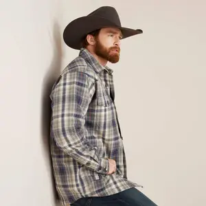 Ariat Men's Hoover Shirt Jacket - Fitted Long Sleeve Western Style All Seasons Flannel Insulated Jacket with Front Pockets