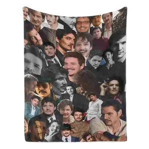 Pedro Pascal Iconic Roles Blanket, Full Collage Flannel Throw, Soft Warm Blanket for Sofa & Bed 30x40 40x50 50x60 60x80inch