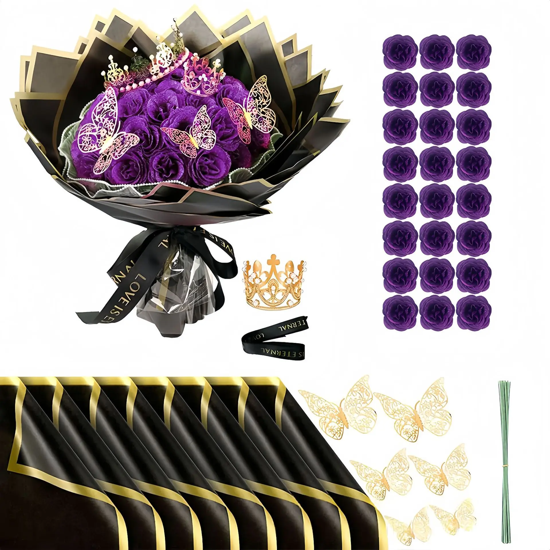 Purple flower crown with 24 flowers