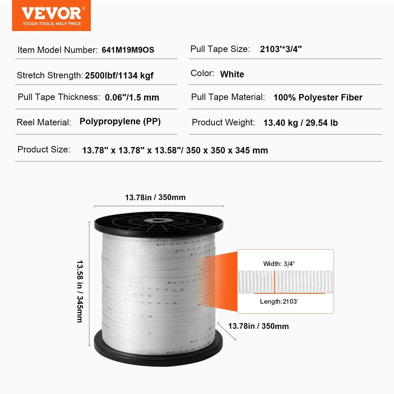 3/4" x 2103'- 2500 lbf 