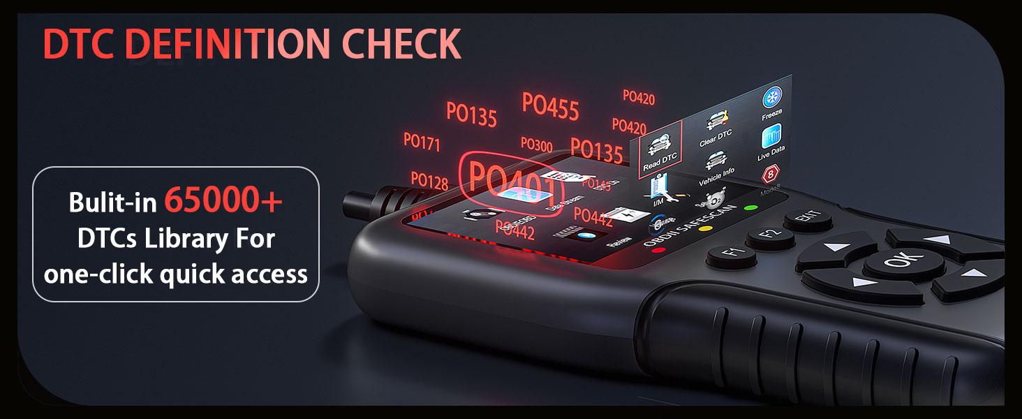 Enhanced Universal OBD Scanner, Check Engine Code Reader + Fault Codes, Live Data, I/M Readiness, Battery Voltage Check, Read & Clear Error Codes for All OBDII Protocol Car +